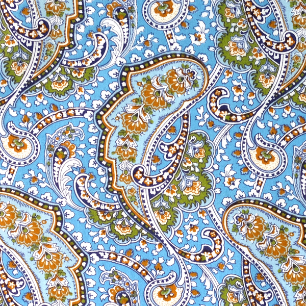 Paisley Cotton Pocket Square - Harbor Blue