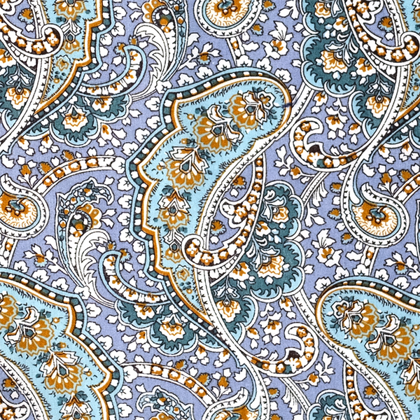 Paisley Cotton Pocket Square - Lavender Blue