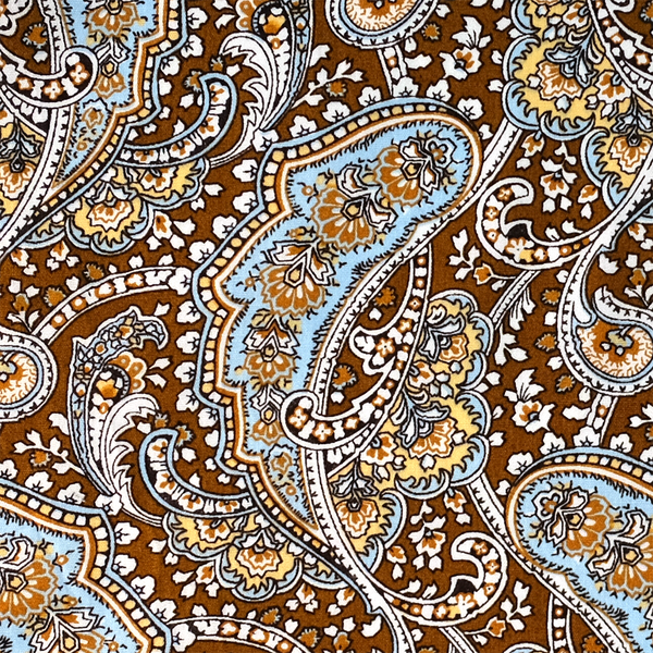 Paisley Cotton Pocket Square - Brown