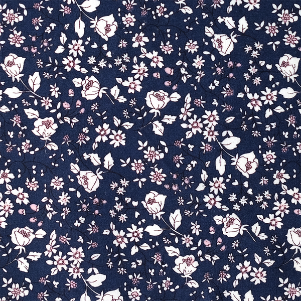 Calico Floral Cotton Pocket Square - Navy Blue