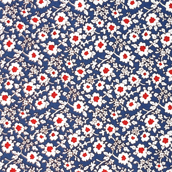 Calico Floral Cotton Pocket Square - Blue