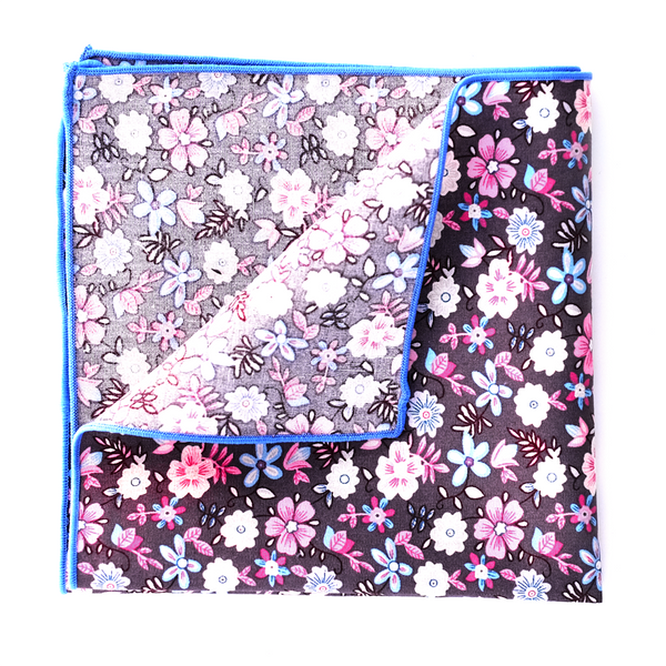 Calico Floral Cotton Pocket Square - Grey