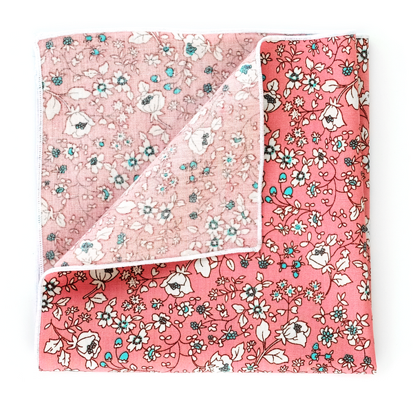 Calico Floral Cotton Pocket Square - Pink