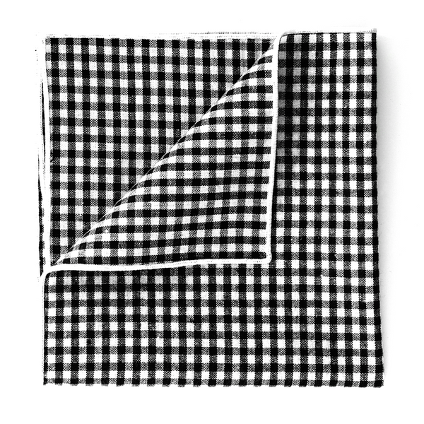 Gingham Flannel Pocket Square - Black & White