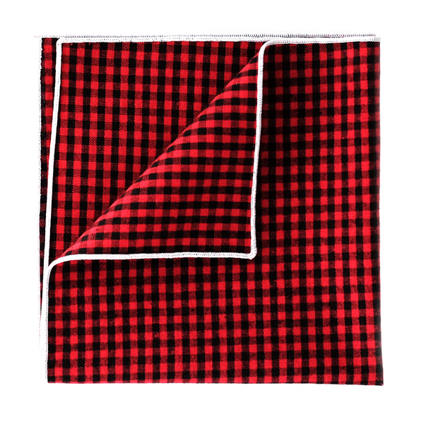 Gingham Flannel Pocket Square - Red