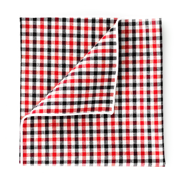 Gingham Cotton Pocket Square - Red