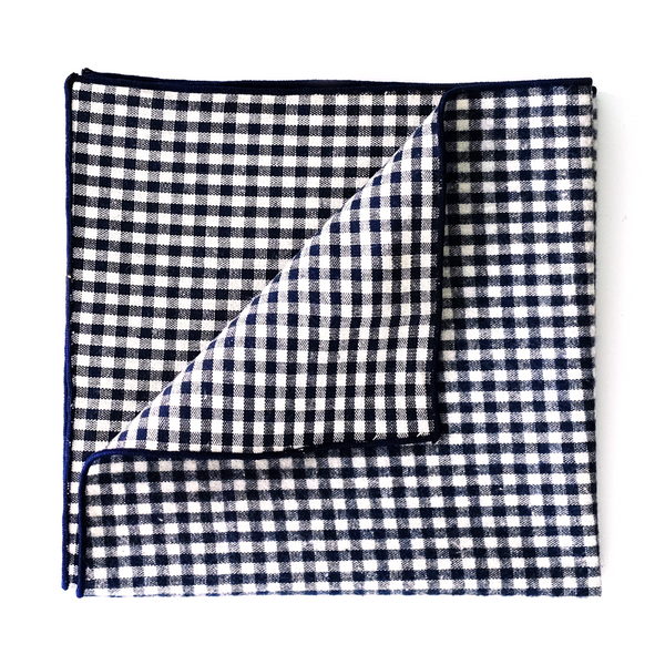 Gingham Flannel Pocket Square - Blue