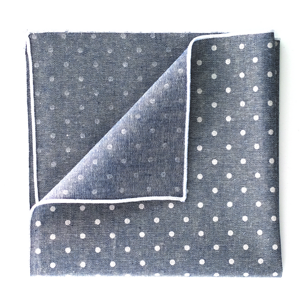 Chambray Polka Dot Pocket Square - Harbor Blue