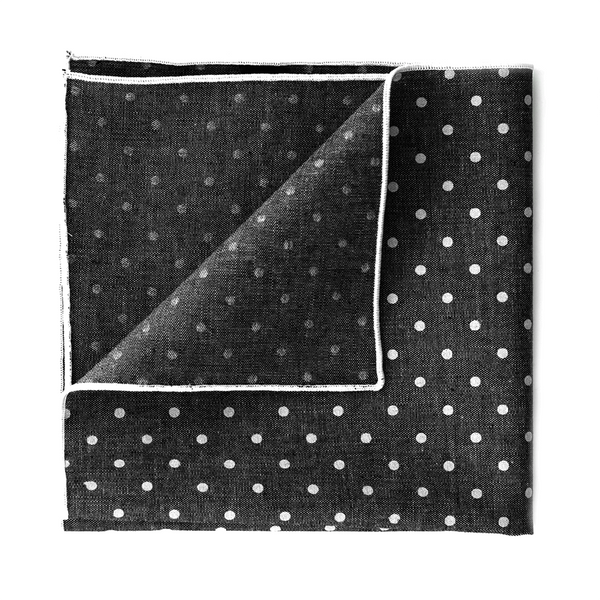 Chambray Polka Dot Pocket Square - Black