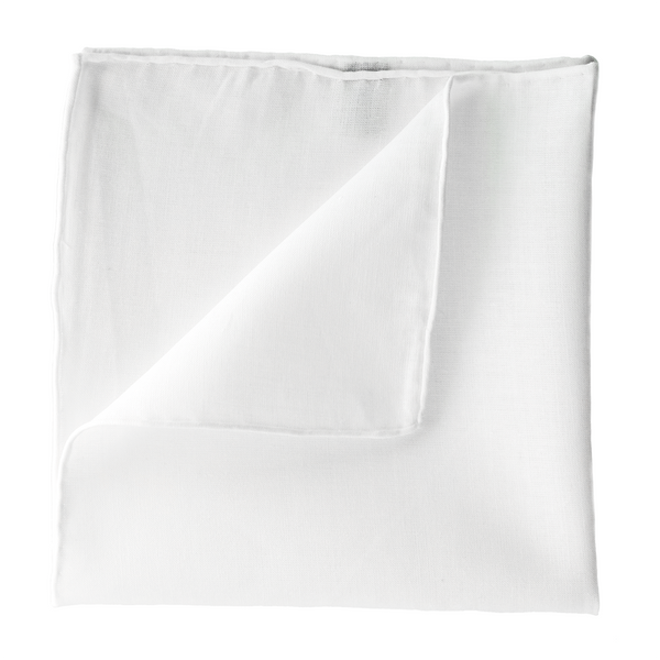 Pure Linen Pocket Square - Frost White
