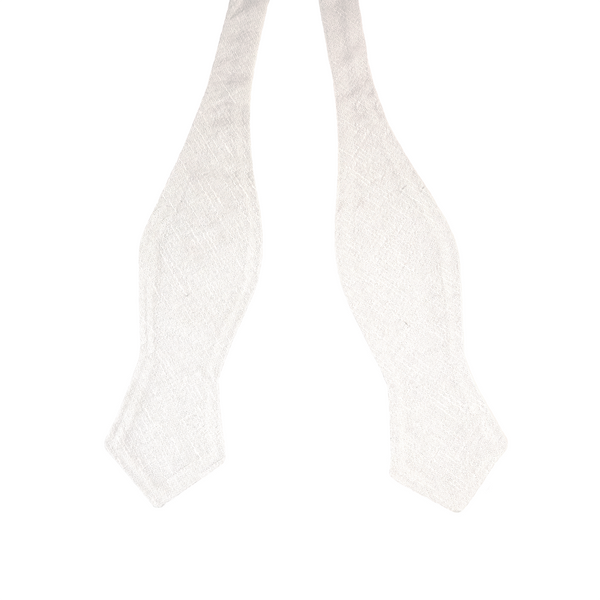 Diamond Tip Self Tie Bow Tie - White