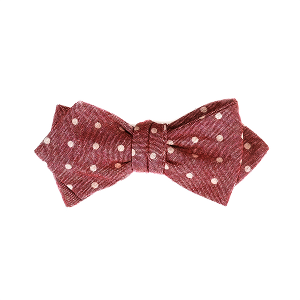 Diamond Tip Polka Dot Self Tie Bow Tie - Red