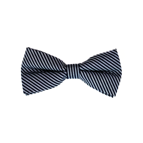 Striped Cotton Pre Tied Bow Tie - Navy Blue