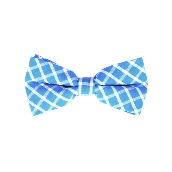 Seersucker Checkered Pre Tied Bow Tie - Harbor Blue