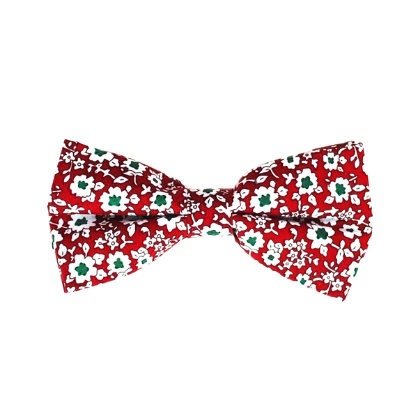 Calico Floral Cotton Pre Tied Bow Tie - Red