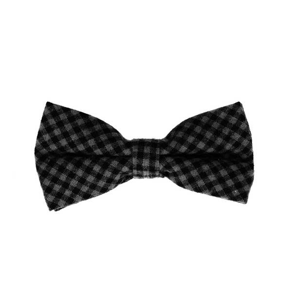 Gingham Flannel Pre Tied Bow Tie - Grey