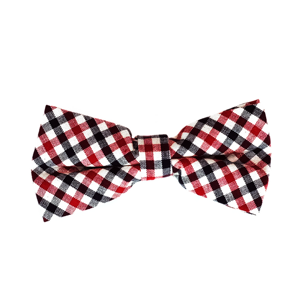 Gingham Cotton Pre Tied Bow Tie - Red