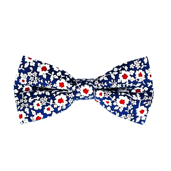 Calico Floral Cotton Pre Tied Bow Tie - Blue