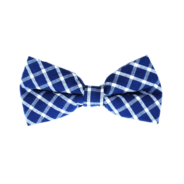 Seersucker Checkered Pre Tied Bow Tie - Blue