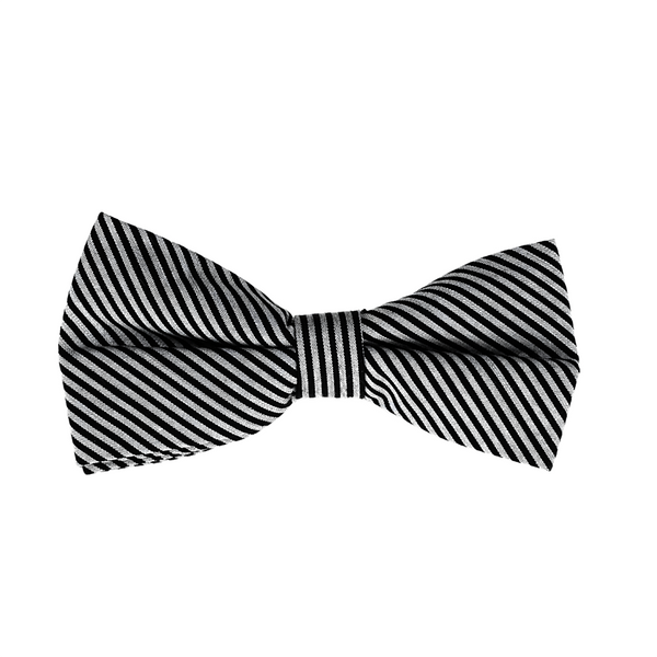 Striped Cotton Pre Tied Bow Tie - Black