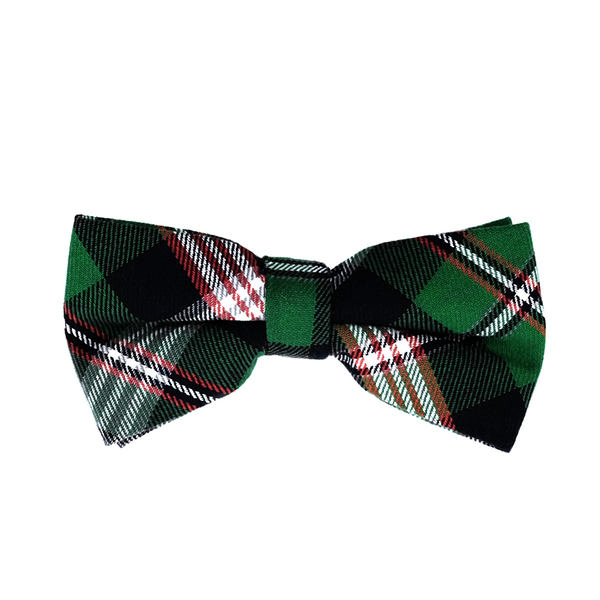 Checkered Flannel Cotton Pre Tied Bow Tie - Green