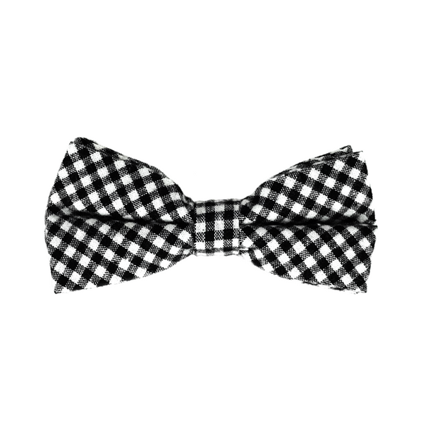 Gingham Flannel Pre Tied Bow Tie - Black