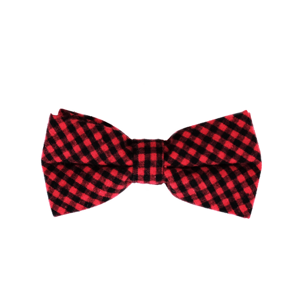 Gingham Flannel Pre Tied Bow Tie - Red