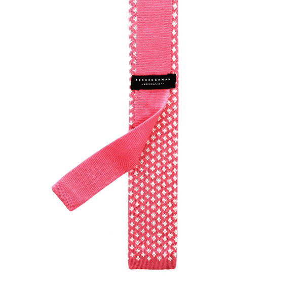Patterned Knitted Necktie - Coral Pink