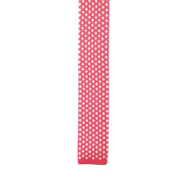 Patterned Knitted Necktie - Coral Pink