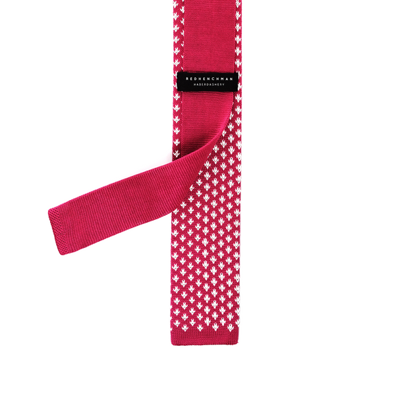 Patterned Knitted Necktie - Cranberry Red