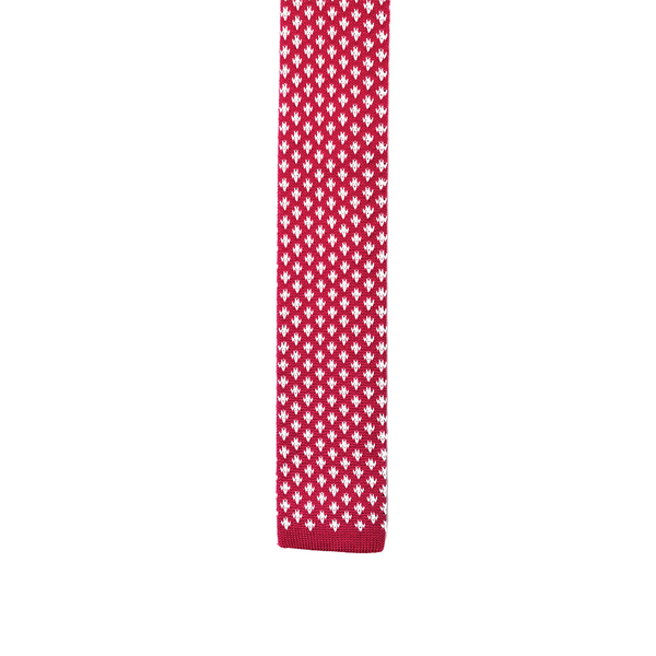 Patterned Knitted Necktie - Cranberry Red