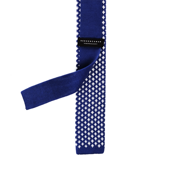 Patterned Knitted Necktie - Royal Blue
