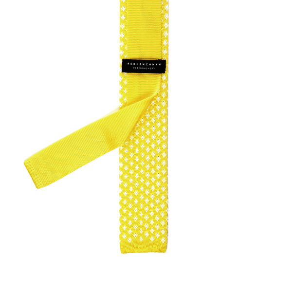 Patterned Knitted Necktie - Canary Yellow