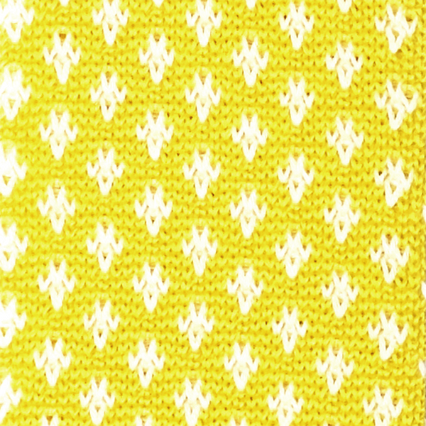 Patterned Knitted Necktie - Canary Yellow