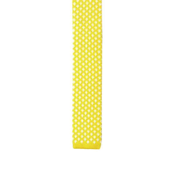 Patterned Knitted Necktie - Canary Yellow