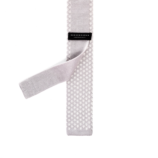 Patterned Knitted Necktie - Sky Grey