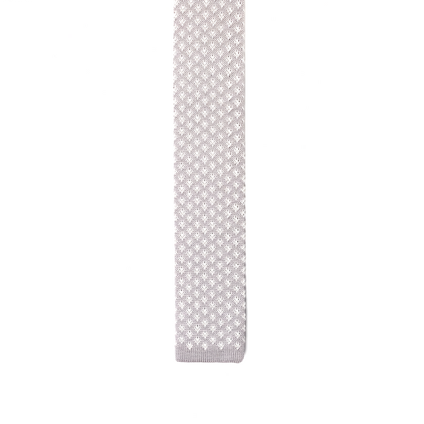 Patterned Knitted Necktie - Sky Grey