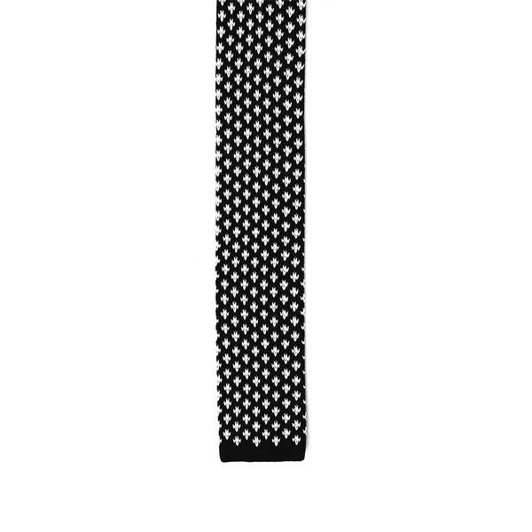 Patterned Knitted Necktie - Black