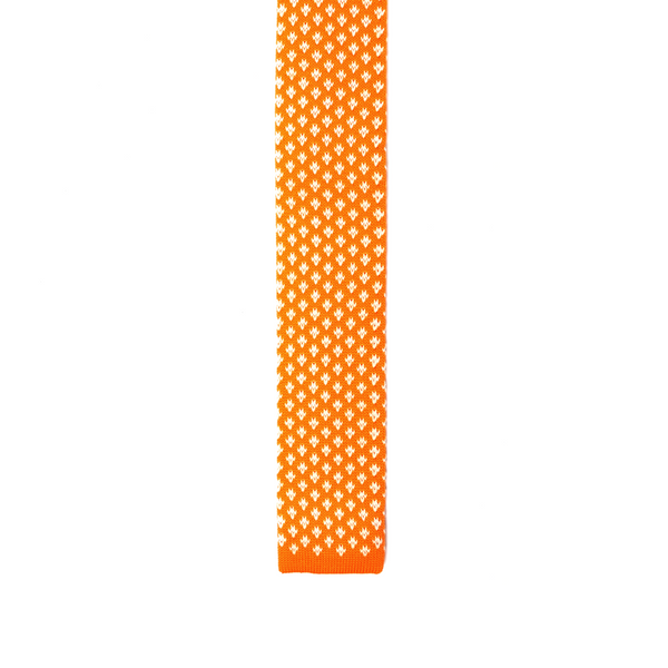 Patterned Knitted Necktie - Amber Orange