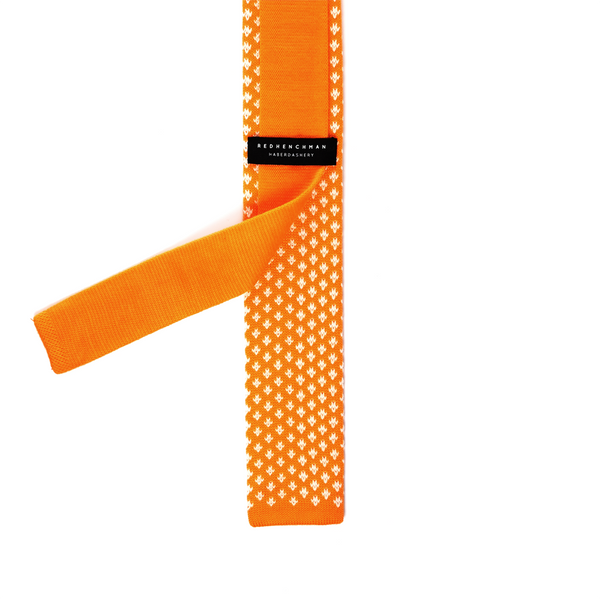 Patterned Knitted Necktie - Amber Orange