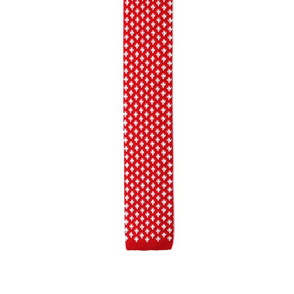 Patterned Knitted Necktie - Ruby Red