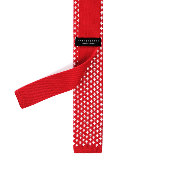 Patterned Knitted Necktie - Ruby Red