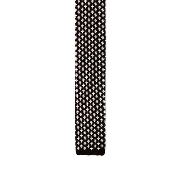 Patterned Knitted Necktie - Cocoa Brown