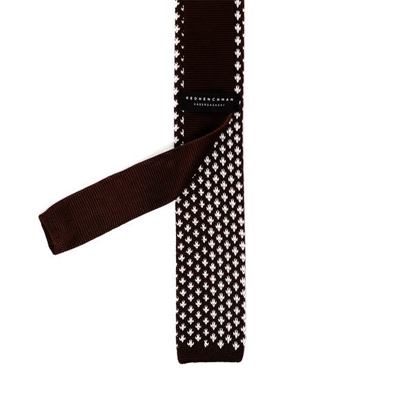 Patterned Knitted Necktie - Cocoa Brown
