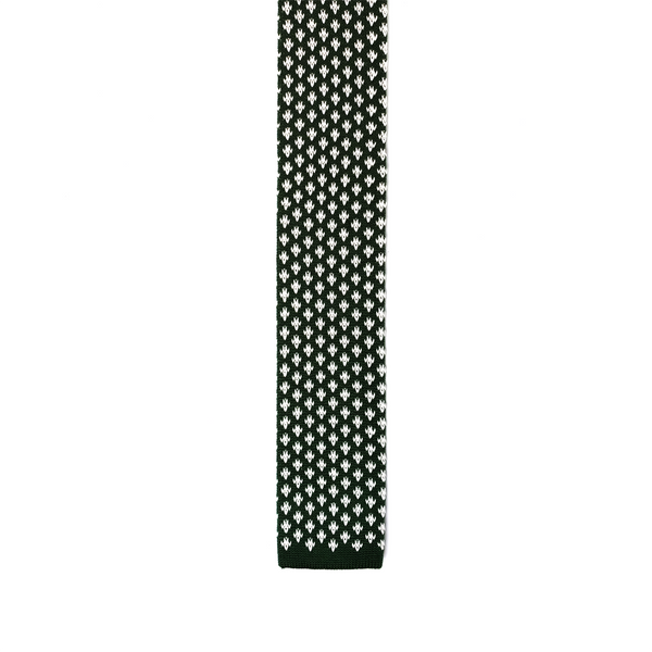 Patterned Knitted Necktie - Moss Green