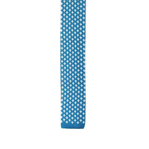 Patterned Knitted Necktie - Harbor Blue