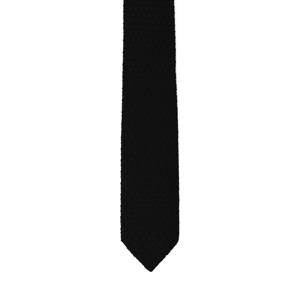 Diamond Tipped Knitted Necktie - Black