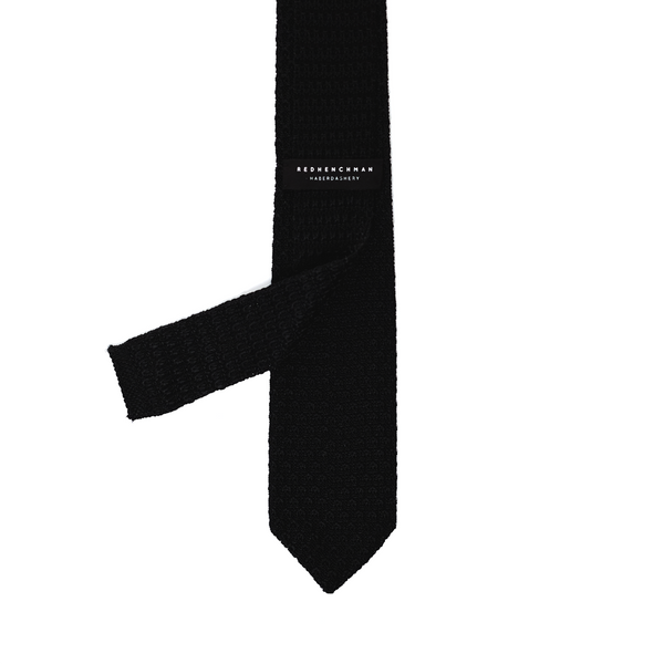 Diamond Tipped Knitted Necktie - Black