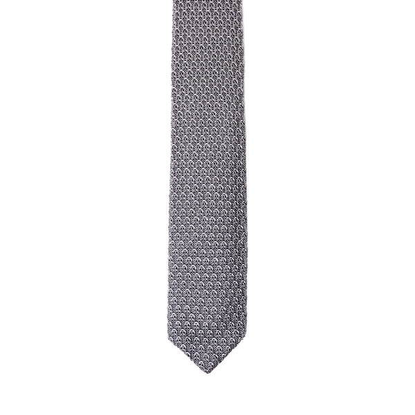 Diamond Tipped Knitted Necktie - Sky Grey