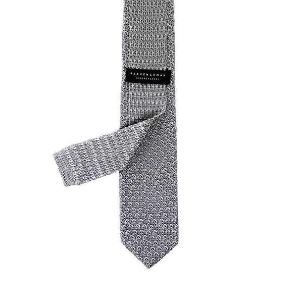 Diamond Tipped Knitted Necktie - Sky Grey